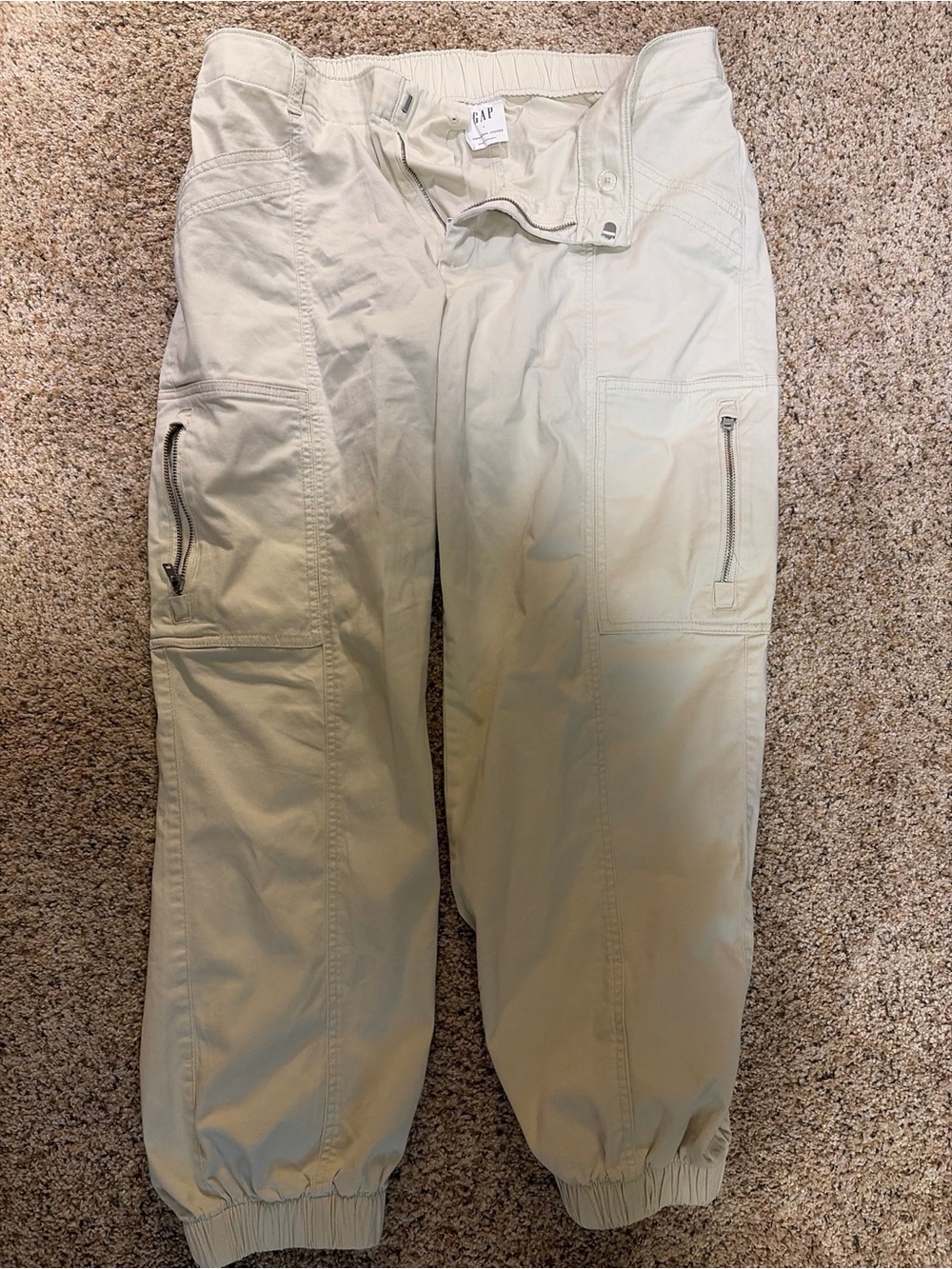 GAP Downtown Twill Cargo Jogger Pants Beige Khaki Utility Size L